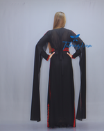 Load image into Gallery viewer, Black &amp; Red Modest Embroidered Long Dress
