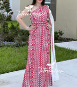 Load image into Gallery viewer, White &amp; Red Stunning  One Shoulder Fully Embroidery Long Dress
