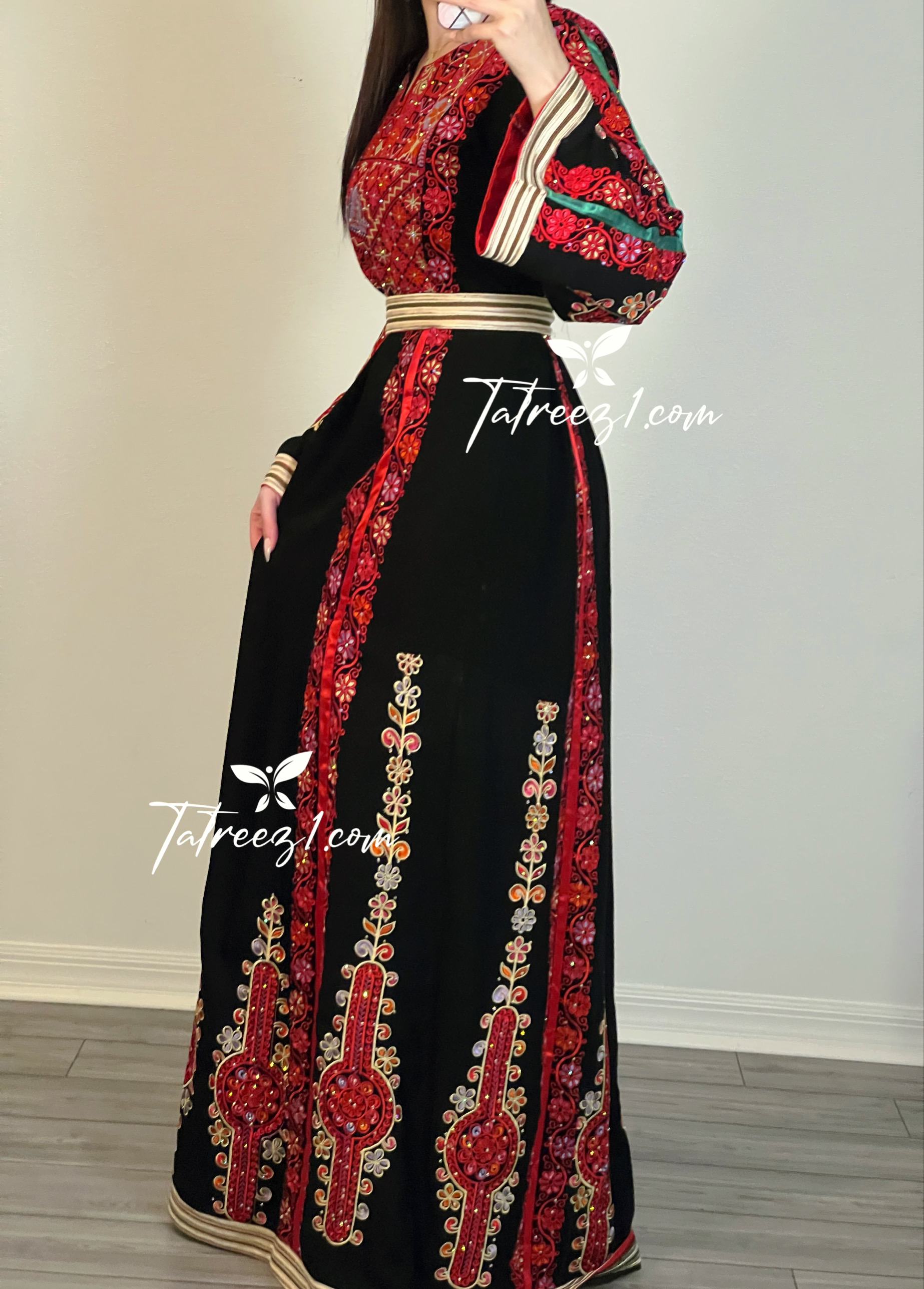 Red & Black Stylish Beautiful Palestinian Embroidery