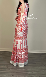 Miss Princess With Red Embroidery Long Thoub Dress