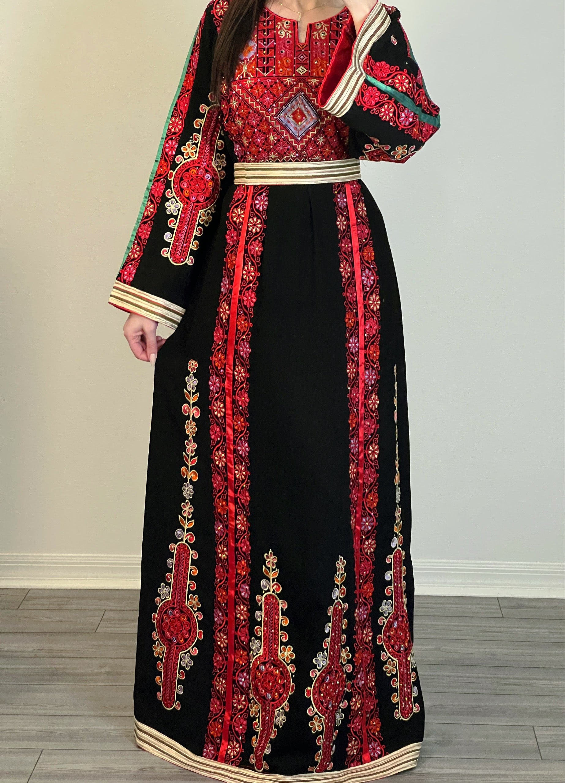 Red & Black Stylish Beautiful Palestinian Embroidery