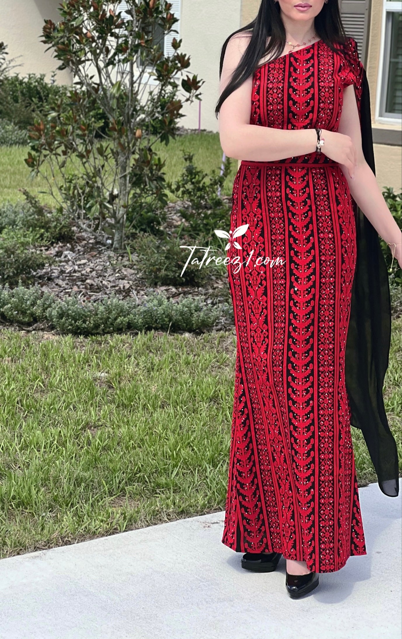 Stunning Red Carpet One Shoulder Fully Embroidery Long Dress