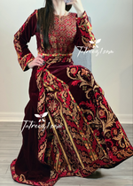 Load image into Gallery viewer, Maroon Stunning Velvet Thoub With Removable Skirt
