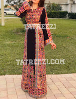 Load image into Gallery viewer, Dark Purple Traditional Kashmir Embroidered Palestinian Fellahi Thobe
