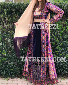 2022 Malacca Purple Silk Velvet Stone Embroidery Thobe