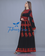 Load image into Gallery viewer, Stunning Chiffon Red &amp; Black Embroidery Long Maxi Thoub
