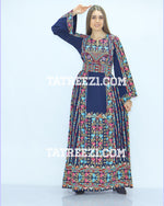 Charger l&#39;image dans la galerie, Multicolor Blue Embroidered Jordanian Palestinian Thoub Dress
