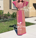 Load image into Gallery viewer, Pink Traditional Embroidered Palestinian Fellahi Thobe
