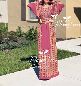 Pink Traditional Embroidered Palestinian Fellahi Thobe