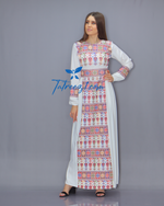 Load image into Gallery viewer, Colorful Simple Modest Embroidered Long Dress
