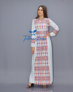 Colorful Simple Modest Embroidered Long Dress