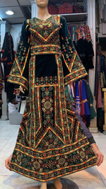 Load image into Gallery viewer, The Luxury Embroidery Elegant Velvet Palestinian Thoub
