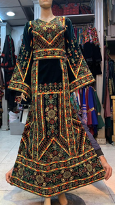 The Luxury Embroidery Elegant Velvet Palestinian Thoub