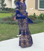 Load image into Gallery viewer, Blue Luxury Mermaid Embroidery Velvet Thoub
