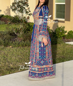 Load image into Gallery viewer, Stunning Blue Traditional Embroidery Thoub Stone Wide Sleeve Elegant
