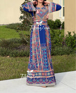 Load image into Gallery viewer, Stunning Blue Traditional Embroidery Thoub Stone Wide Sleeve Elegant
