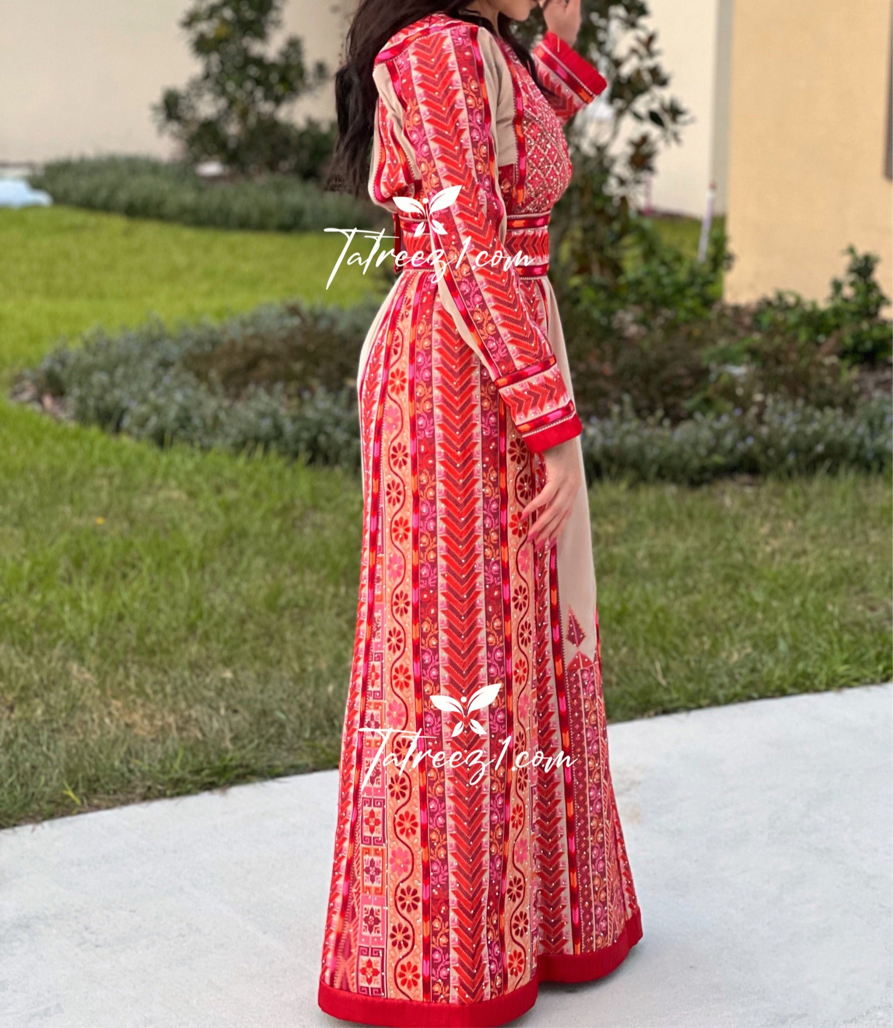 Cappuccino Multicolor Delicate Malacca with Kashmir Stone Embroidery Thobe with Reversible Belt