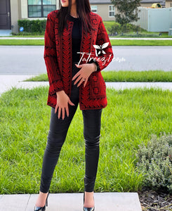 Stunning Red Long Jacket Embroidery