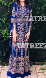 Load image into Gallery viewer, Chiffon Blue Miss Princess Embroidery Long Thoub Dress
