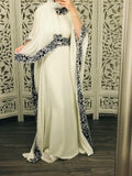 Cream Luxury Embroidery Dubai One Size abaya