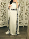 Cream Luxury Embroidery Dubai One Size abaya