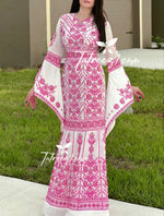 Load image into Gallery viewer, Miss Princess With Pink Embroidery Long Thoub Dress
