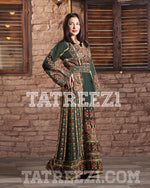 Load image into Gallery viewer, New Collections Green Embroidered Thobe Jordanian Palestinian Thoub Dress
