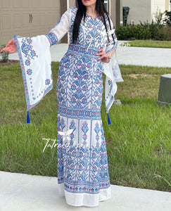 Miss Princess With Blue Embroidery Long Thoub Dress