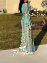 Load image into Gallery viewer, Stunning Turquoise Embroidery Traditional Long Thoub
