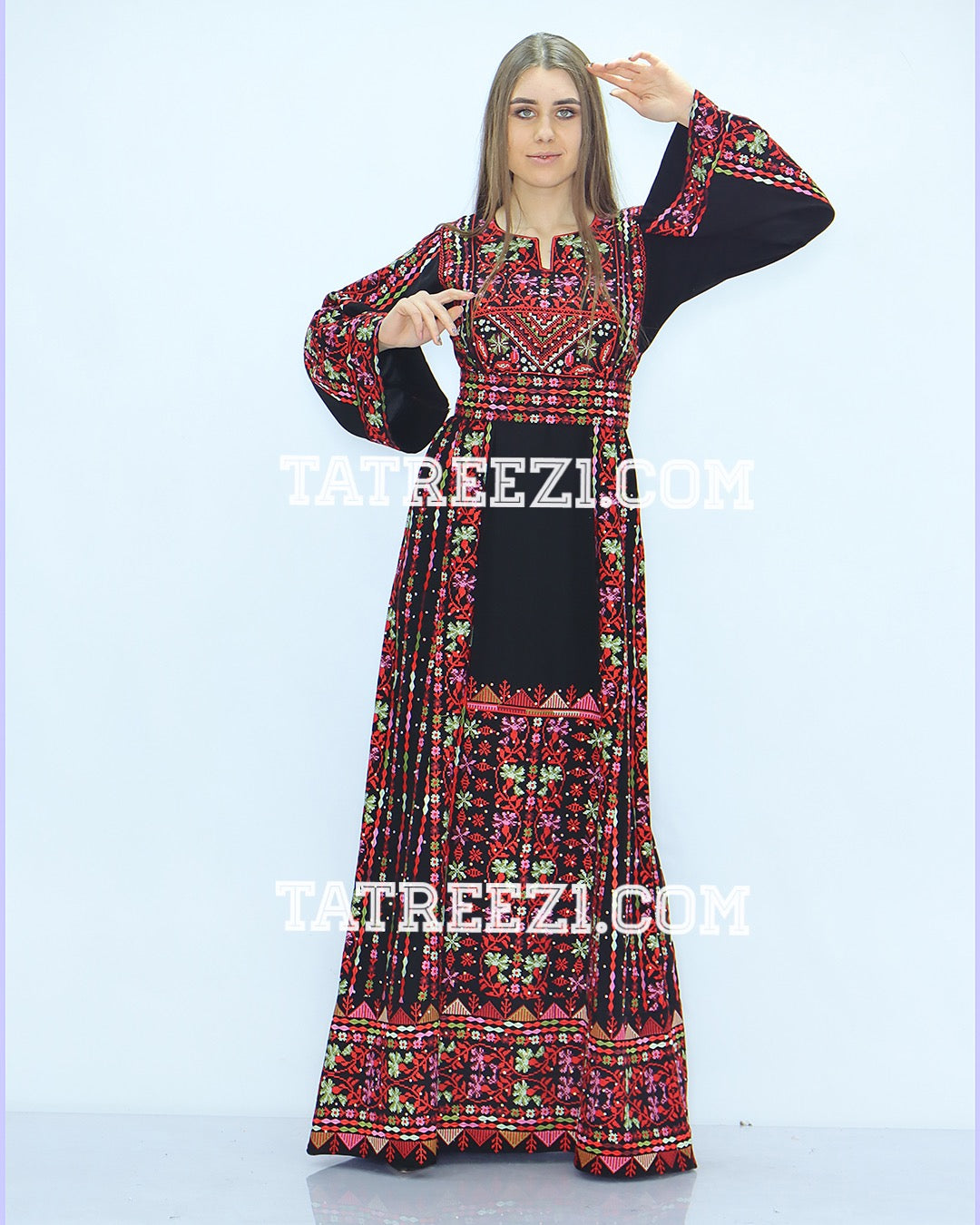 Stunning Modern Red Embroidery Thoub