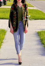 Load image into Gallery viewer, Stunning Long Jacket Red Flowers Embroidery
