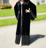 Hand stitched embellishment Black Velvet in Silver