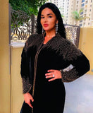 Gold Hand stitched embellishment Black Velvet in