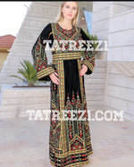 Load image into Gallery viewer, Green Manajel Embroidery Velvet Stones Long Thoub
