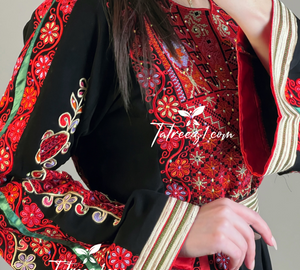 Red & Black Stylish Beautiful Palestinian Embroidery