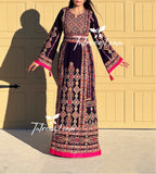 Purple With Reversible Belt Embroidered Palestinian Fellahi Thobe