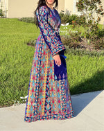 Load image into Gallery viewer, New Collections Blue Embroidery Elegant Velvet Palestinian Thoub
