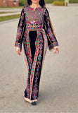 Purple Velvet Malacca Embroidered Palestinian Fellahi Thobe