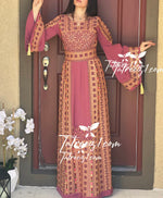 Load image into Gallery viewer, Pink Traditional Embroidered Palestinian Fellahi Thobe
