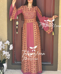 Pink Traditional Embroidered Palestinian Fellahi Thobe