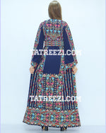 Charger l&#39;image dans la galerie, Multicolor Blue Embroidered Jordanian Palestinian Thoub Dress
