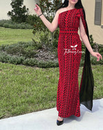 Load image into Gallery viewer, Stunning Red Carpet One Shoulder Fully Embroidery Long Dress
