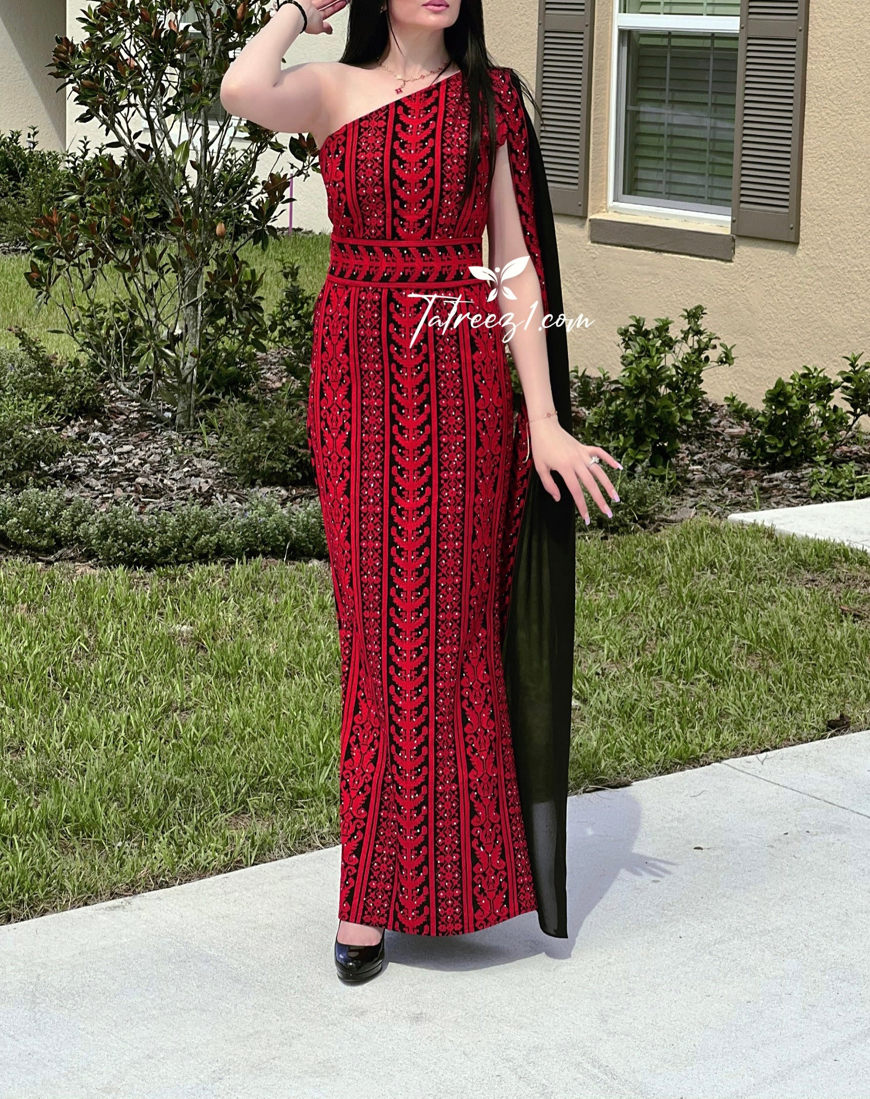 Stunning Red Carpet One Shoulder Fully Embroidery Long Dress