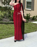 Load image into Gallery viewer, Stunning Red Carpet One Shoulder Fully Embroidery Long Dress
