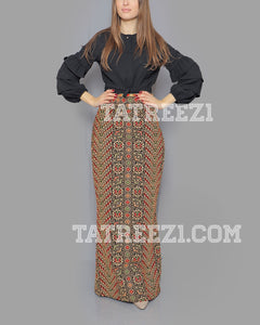 Beige MultiColor Beautifully Embroidered Long Skirt
