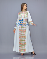 Load image into Gallery viewer, Green Simple Modest Embroidered Long Dress
