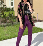 Charger l&#39;image dans la galerie, Stunning Long Jacket Purple Flowers Embroidery
