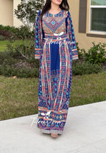 Load image into Gallery viewer, Stunning Blue Traditional Embroidery Thoub Stone Wide Sleeve Elegant
