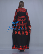 Load image into Gallery viewer, Stunning Chiffon Red &amp; Black Embroidery Long Maxi Thoub
