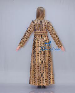 Gold Color Fully Embroidery Thoub Skirt Dress